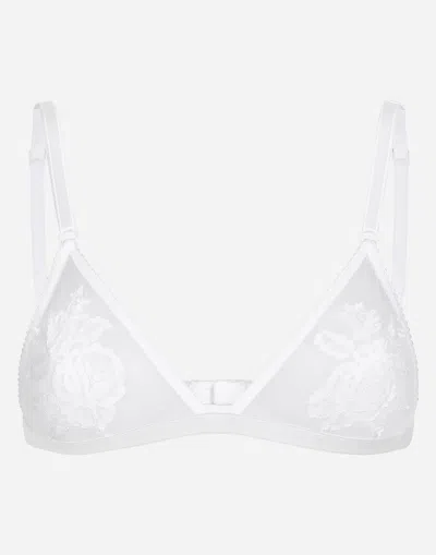 Dolce & Gabbana Lace And Tulle Triangle Bra In ホワイト