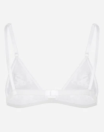 Dolce & Gabbana Lace And Tulle Triangle Bra In ホワイト