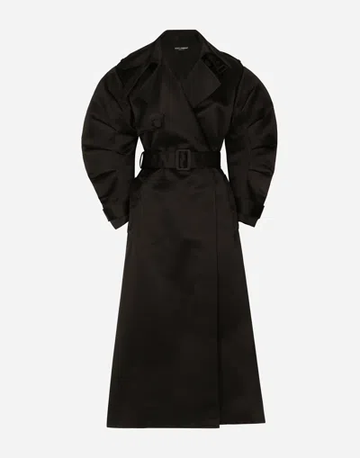 Dolce & Gabbana Belted Trench Coat In Black