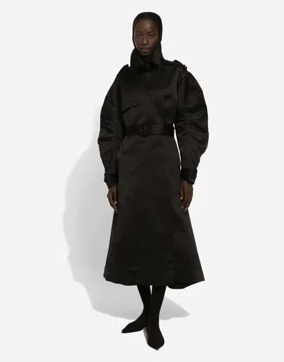 Dolce & Gabbana Belted Trench Coat In Black