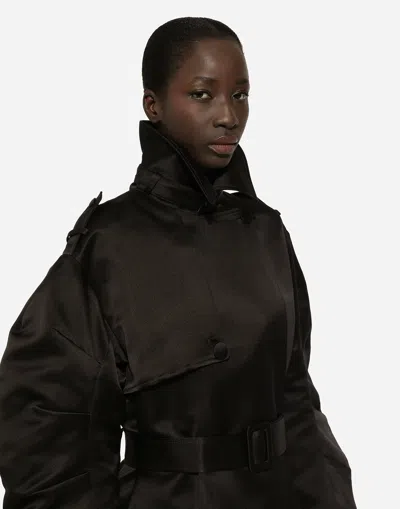 Dolce & Gabbana Belted Trench Coat In Black