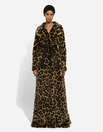 Dolce & Gabbana Leopard-print Faux-fur Coat In プリ