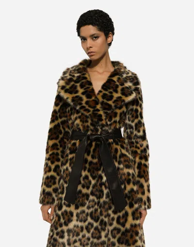 Dolce & Gabbana Leopard-print Faux-fur Coat In プリ