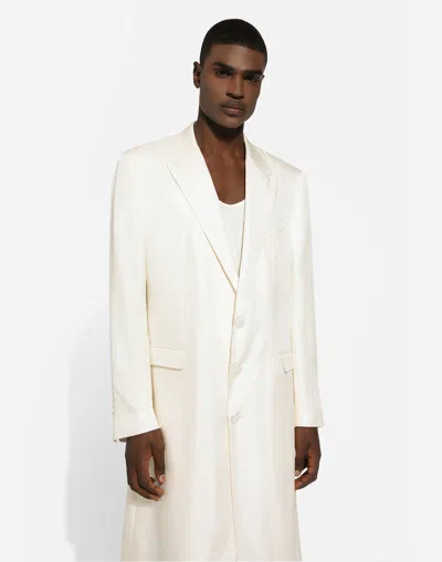 Shop Dolce & Gabbana Single-breasted Silk Twill Coat In White