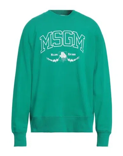 Shop Msgm Man Sweatshirt Green Size Xl Cotton