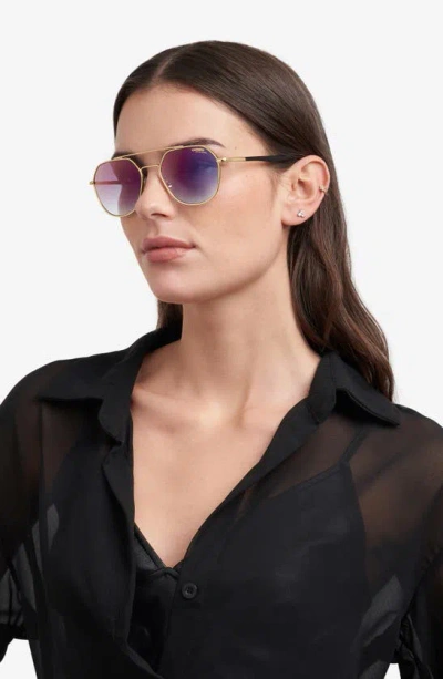 Shop Carrera Eyewear 53mm Gradient Round Sunglasses In Black Gold B/ Blue Sf Red