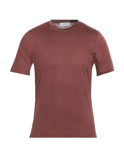 Shop Gran Sasso Man T-shirt Brown Size 36 Cotton