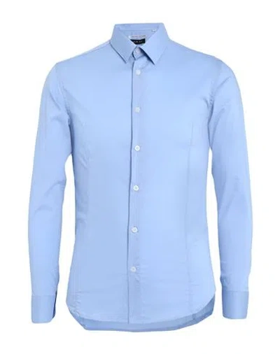 Grey Daniele Alessandrini Man Shirt Sky Blue Size 15 Cotton, Polyamide, Elastane In Blue
