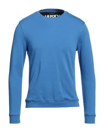 Shop Husky Man Sweatshirt Azure Size 40 Cotton In Blue