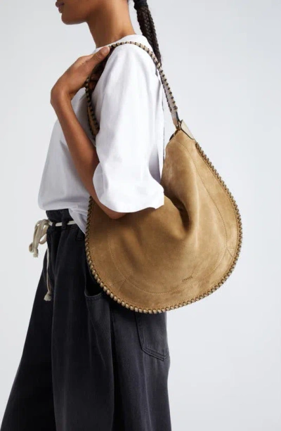 Shop Isabel Marant Large Oskan Suede Hobo Bag In Taupe