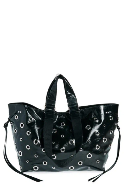 Shop Isabel Marant Wardy Grommet Leather Tote In Black