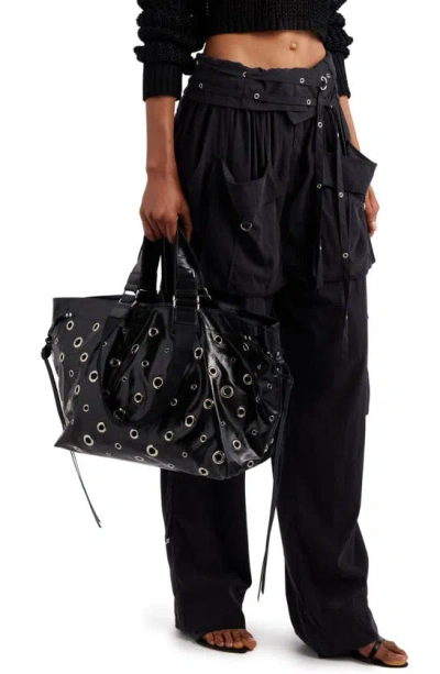 Shop Isabel Marant Wardy Grommet Leather Tote In Black