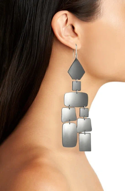Shop Isabel Marant Hope Geometric Drop Earrings In Anthracite/ Silver