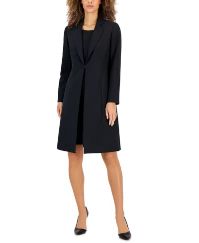 Shop Le Suit Women's Crepe Topper Jacket & Sheath Dress Suit, Regular And Petite Sizes In Black