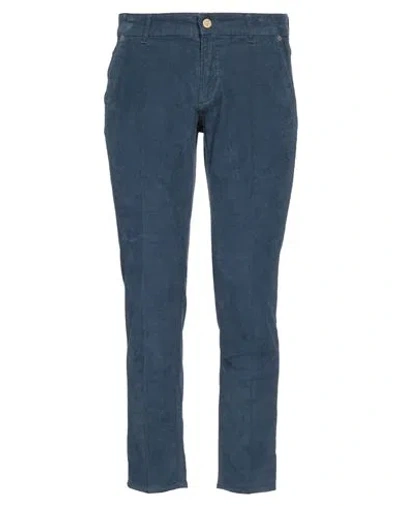 Shop Entre Amis Man Pants Navy Blue Size 34 Cotton, Elastane