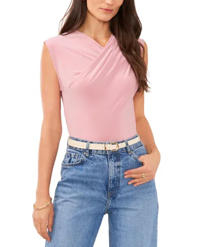 Shop Vince Camuto Women's Draped Crossover Neck Top In Pink Shadow