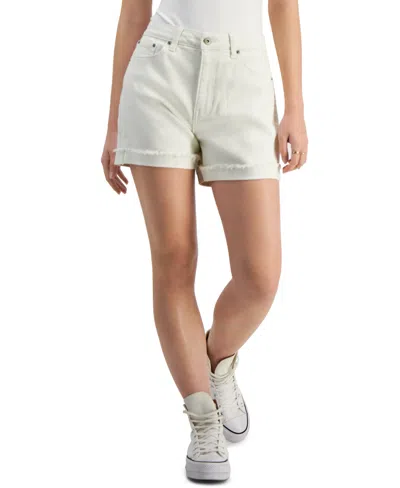 Shop Celebrity Pink Juniors' Ultra High-rise Frayed Shorts In Whisper Wh