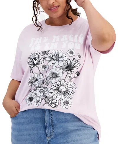 Shop Rebellious One Plus Size The Magic Is In You Graphic T-shirt In Lilac Snow