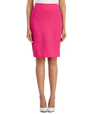 Shop Kasper Women's Stretch-crepe Back-vent Skimmer Pencil Skirt In Pink Perfection