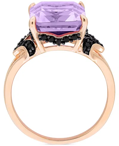 Macy's Pink Amethyst (5-7/8 Ct. T.w.) & Black Sapphire (3/8 Ct. T.w.) Statement Ring In Rose-plated Sterlin In Rose