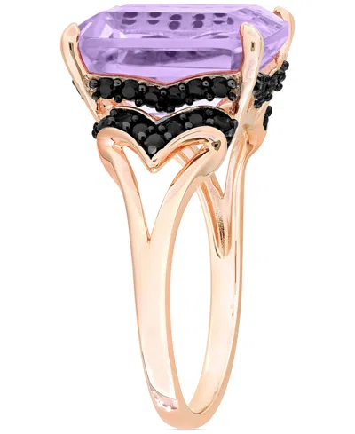 Shop Macy's Pink Amethyst (5-7/8 Ct. T.w.) & Black Sapphire (3/8 Ct. T.w.) Statement Ring In Rose-plated Sterlin