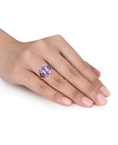 Shop Macy's Pink Amethyst (5-7/8 Ct. T.w.) & Black Sapphire (3/8 Ct. T.w.) Statement Ring In Rose-plated Sterlin