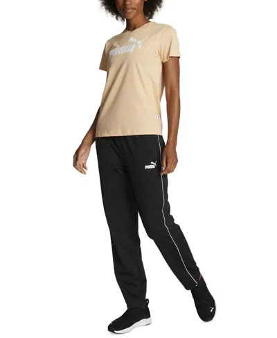 Shop Puma Women's Piped Open-leg Drawstring Track Pants In Black