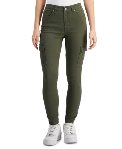 Shop Celebrity Pink Juniors' High-rise Skinny Cargo Jeans In Dusty Olive
