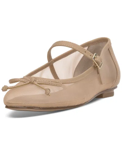 Shop Jessica Simpson Women's Katelind Strapped Ballet Flats In Almond Faux Leather