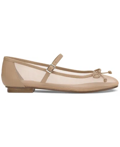 Shop Jessica Simpson Women's Katelind Strapped Ballet Flats In Almond Faux Leather