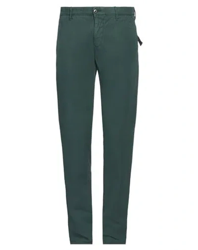 Incotex Man Pants Dark Green Size 29 Cotton, Elastane In Green
