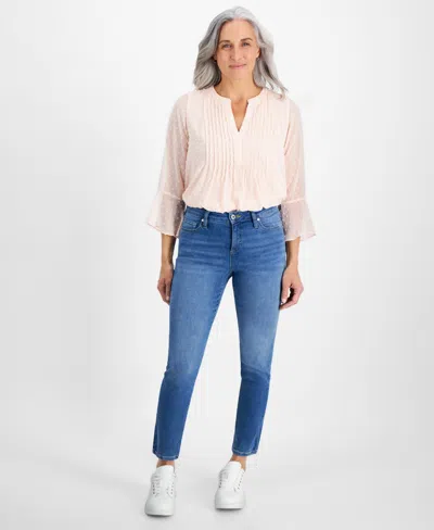 Shop Style & Co Petite Mid Rise Slim Leg Jeans, Created For Macy's In Sand
