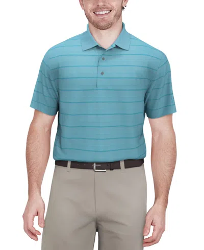 Shop Pga Tour Men's Short-sleeve Birdseye Jacquard Performance Polo Shirt In Cyan Blue