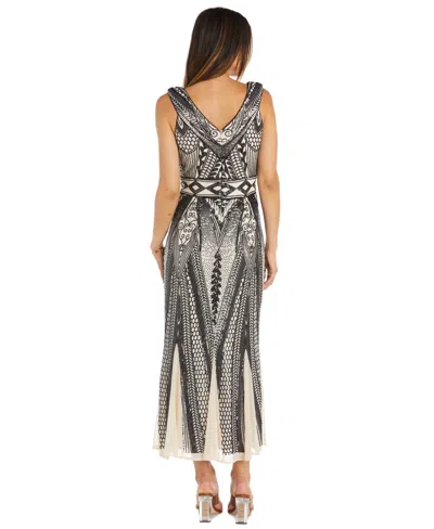 Shop R & M Richards Women's Sequin Embellished Sleeveless Gown In Champagne,black