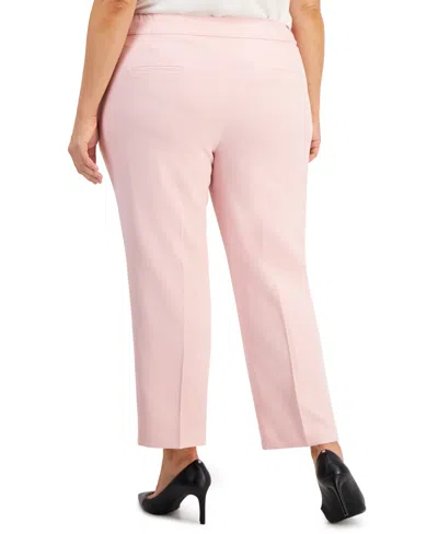 Shop Kasper Plus Size Straight-leg Pants In Grey Garden