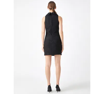 Shop Endless Rose Women's Collared Tweed Sleeveless Mini Dress In Black