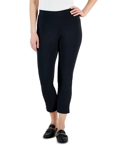 Shop Anne Klein Petite Ak Sport Pull-on Slim Crop Pant With Side Slits In Anne Black