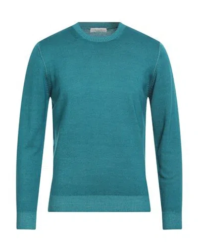 Shop Diktat Man Sweater Turquoise Size M Merino Wool In Blue