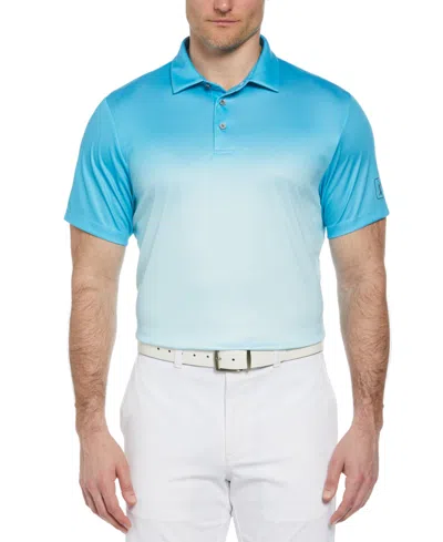 Shop Pga Tour Men's Ombre Short Sleeve Performance Polo Shirt In Cyan Blue