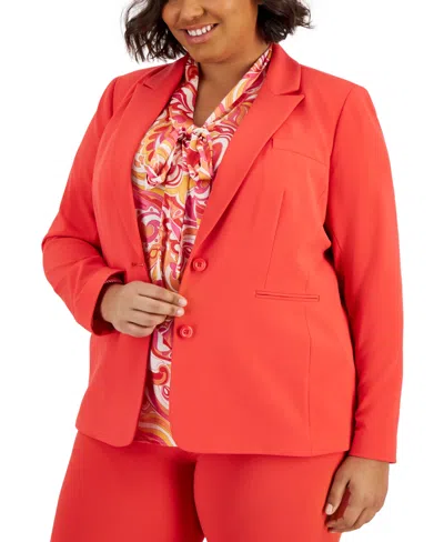 Tahari Asl Plus Size Peak-lapel Two-button Blazer In Grenadine
