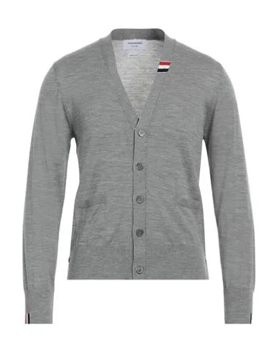Shop Thom Browne Man Cardigan Grey Size 4 Virgin Wool, Polyamide
