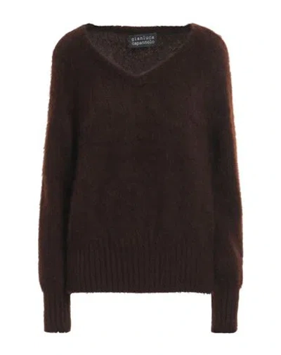 Shop Gianluca Capannolo Woman Sweater Brown Size L Mohair Wool, Polyamide, Wool