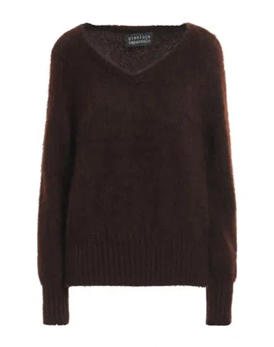 Gianluca Capannolo Woman Sweater Brown Size L Mohair Wool, Polyamide, Wool In Brown