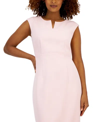 Shop Kasper Petite Notched-neck Sheath Dress In Pink Perfection