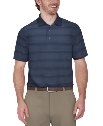 Shop Pga Tour Men's Short-sleeve Birdseye Jacquard Performance Polo Shirt In Peacoat