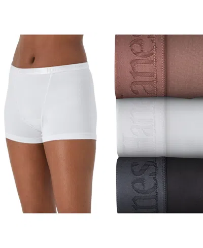Shop Hanes Women's 3-pk. Originals Supersoft Ultimate Boxer Brief Underwear 46ushb In Earthen Tan,white,black