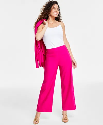 Shop Inc International Concepts Women's Button-trim Wide-leg Pants, Created For Macy's In Pink Dragonfruit