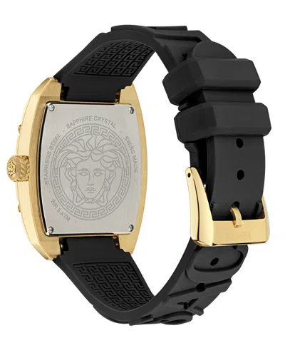 Shop Versace Women's Swiss Diamond Accent Black Silicone Strap Watch 45x36mm In Gold