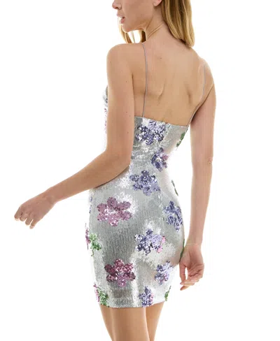 Shop B Darlin Juniors' Sequin Halter Mini Dress In Silver,lilac,sage