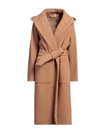 Shop Missoni Woman Coat Camel Size 8 Virgin Wool, Polyamide In Beige